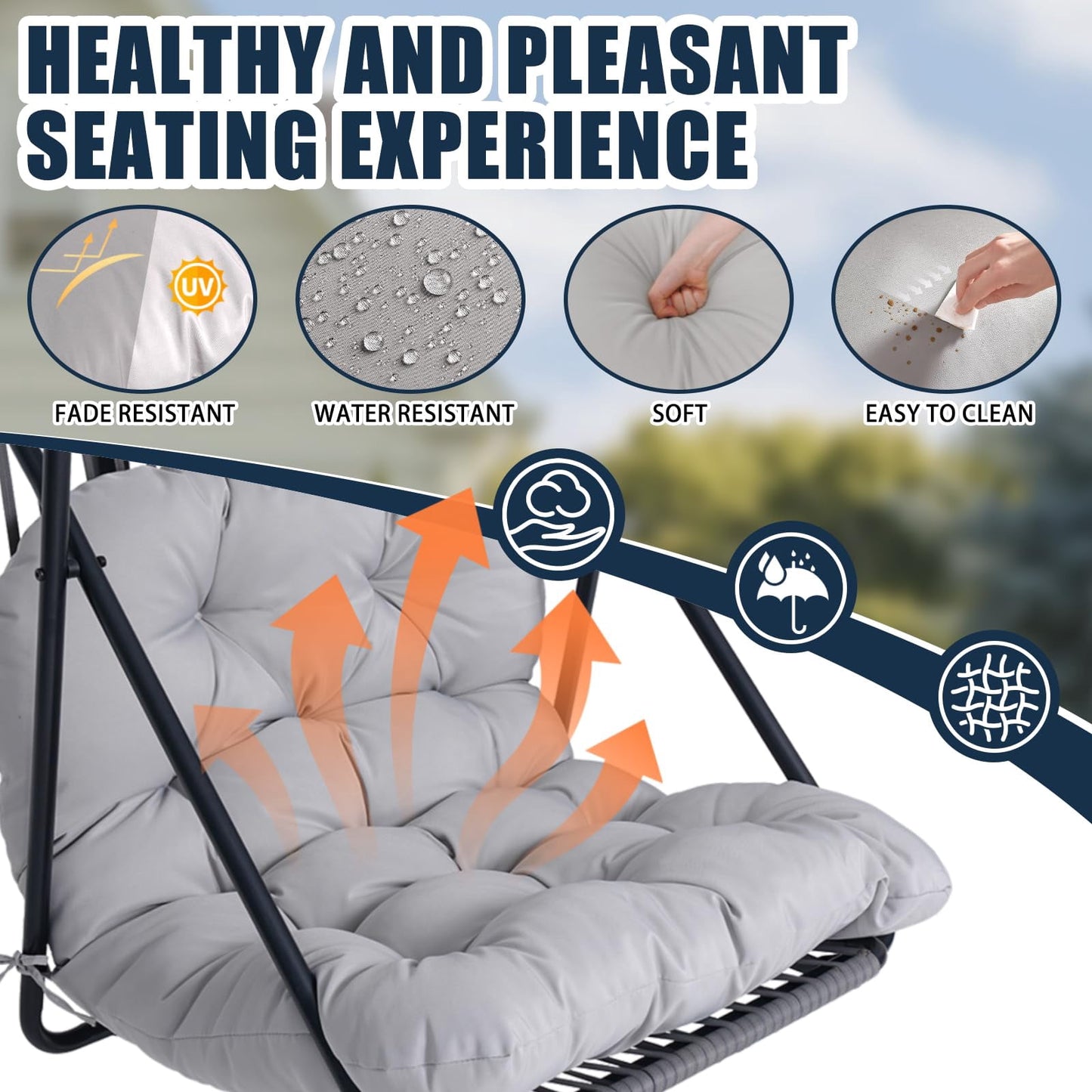 Hanging Egg Chair wth Stand Patio Hammock Swing Chair with Stand Canopy Indoor/Outdoor Collapsible Minimalist, Easy to Store, Max Load Capacity 400lbs, for Garden, Bedroom, Living Room