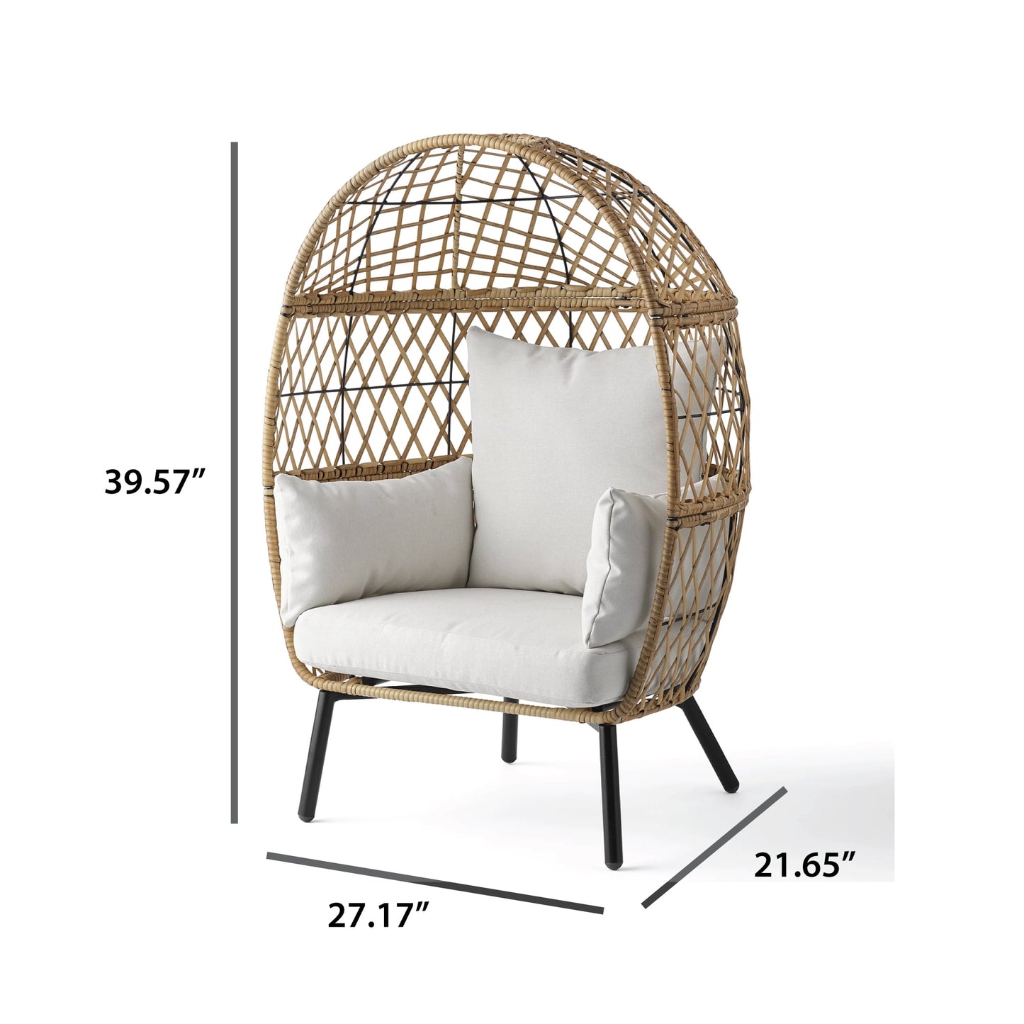 Better Homes & Gardens Ventura Boho Outdoor Wicker Stationary Kid's Egg Chair, Tan