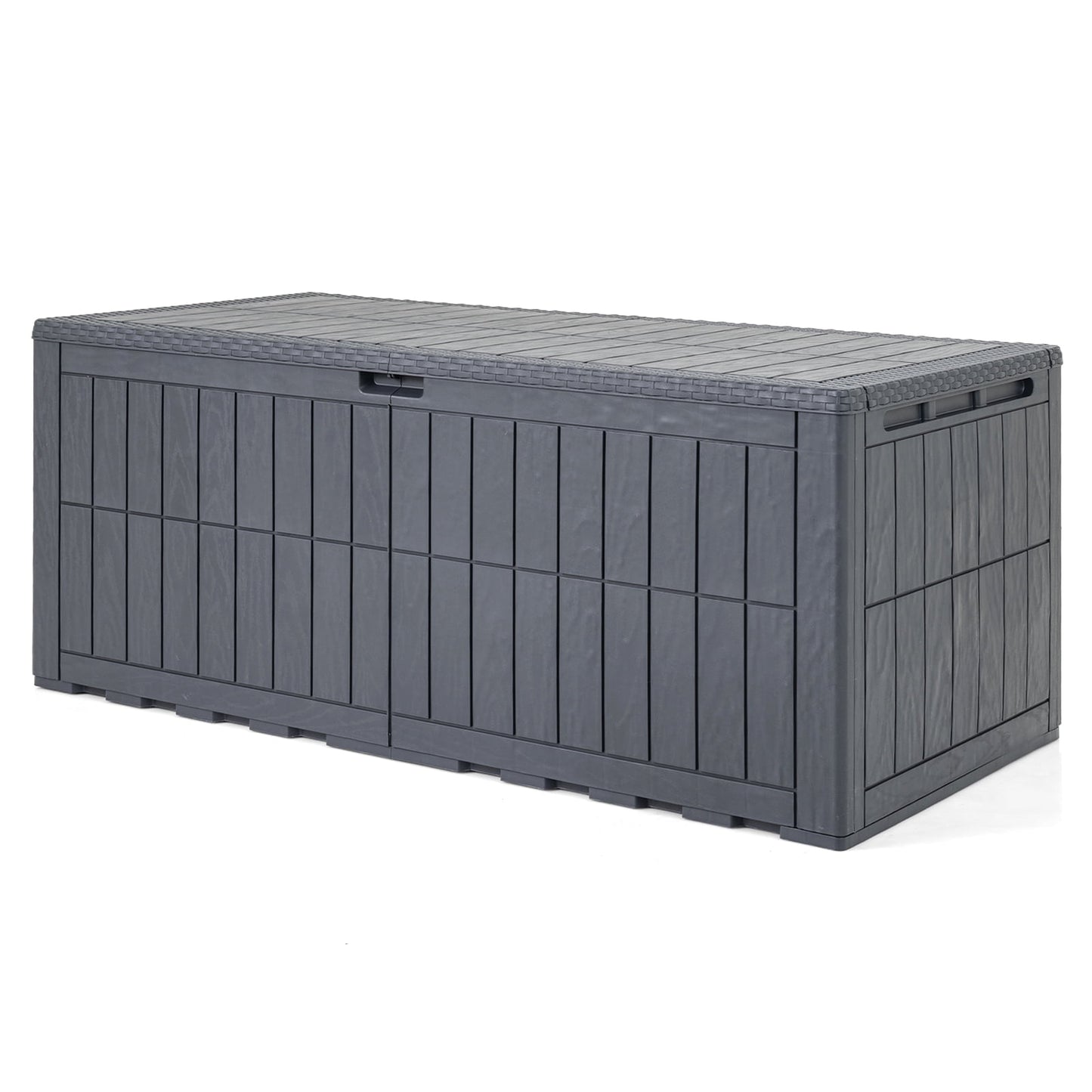 Costway 180 Gal Outdoor Deck Box, All-Weather Lockable Storage Bin with Lid and Handles Gray