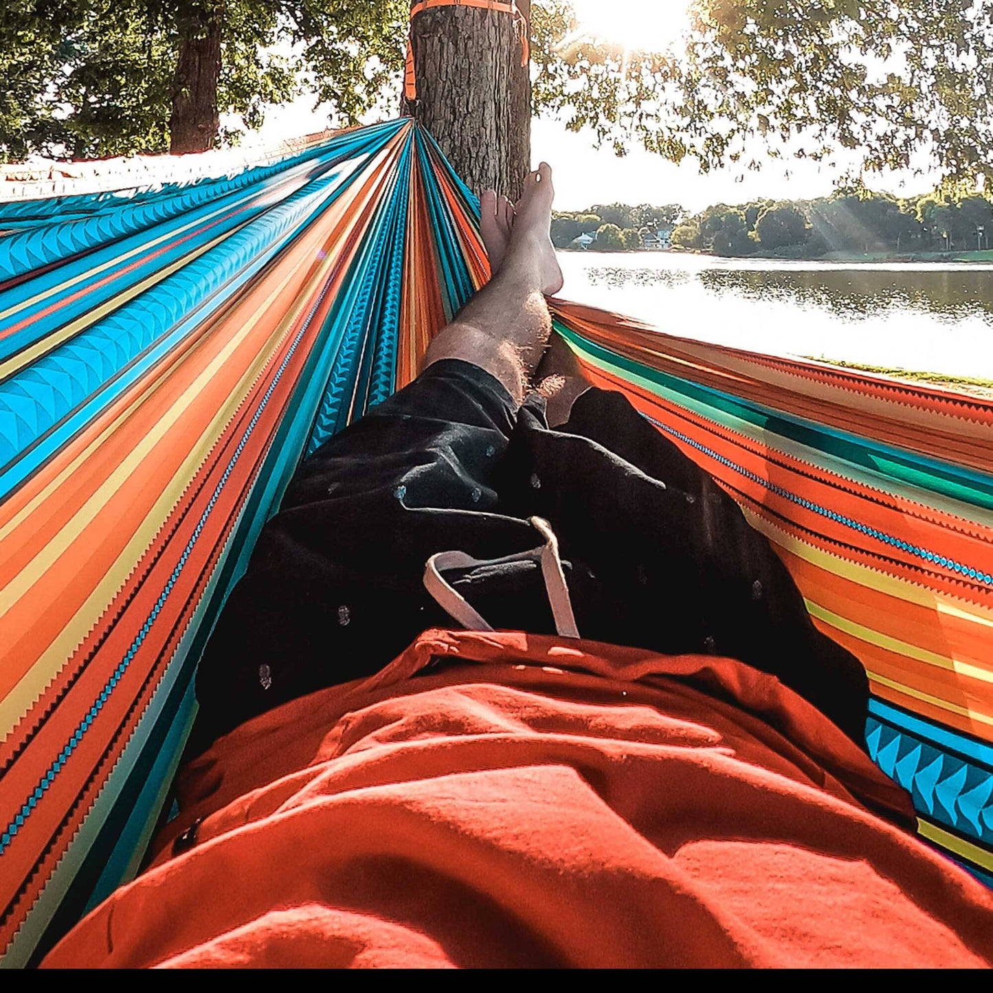 Grand Trunk Double Deluxe Hammock with Suspension Straps – Vibrant Printed Parachute Nylon Hammock for Two, 10'6" x 6'6", 400 lb Capacity, Tree-Friendly Straps Included