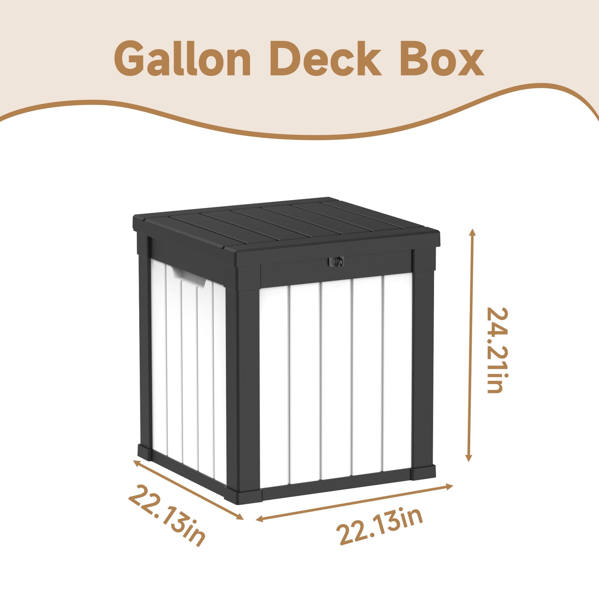 fazzn 50 Gallon Resin Deck Box Outdoor Indoor Waterproof Storage Box for Patio Furniture Pool Accessories Storage for Cushion Garden Tools (Black and White)