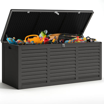 Seizeen 130 Gal Deck Box, Resin Storage Box, Waterproof Large Patio Lockable Deck Box for Outside Cushions, Pool Accessories, Throw Pillows, Garden Tools, Black