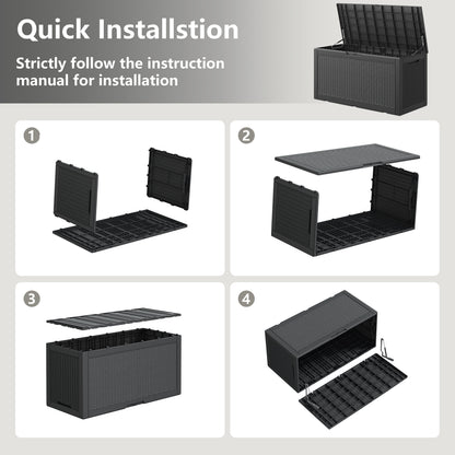 Bifanuo 100 Gallon Lockable Deck Box - Outdoor Patio Storage - Black