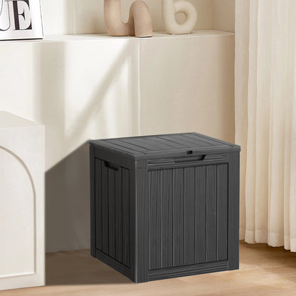 PATIOEASY 35 Gallon Lockable Resin Deck Box, Waterproof & Outdoor Storage Box for Outdoor Cushion Storage and Outdoor Delivery Storage, Black
