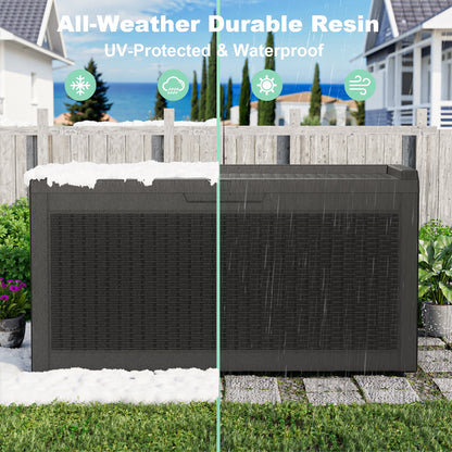 Easy Up 60 Gallon Resin Deck Box, Lockable Patio Outdoor Storage Box for Furniture, Garden Tools and Tools Storage, Waterproof Outside Storage Boxes