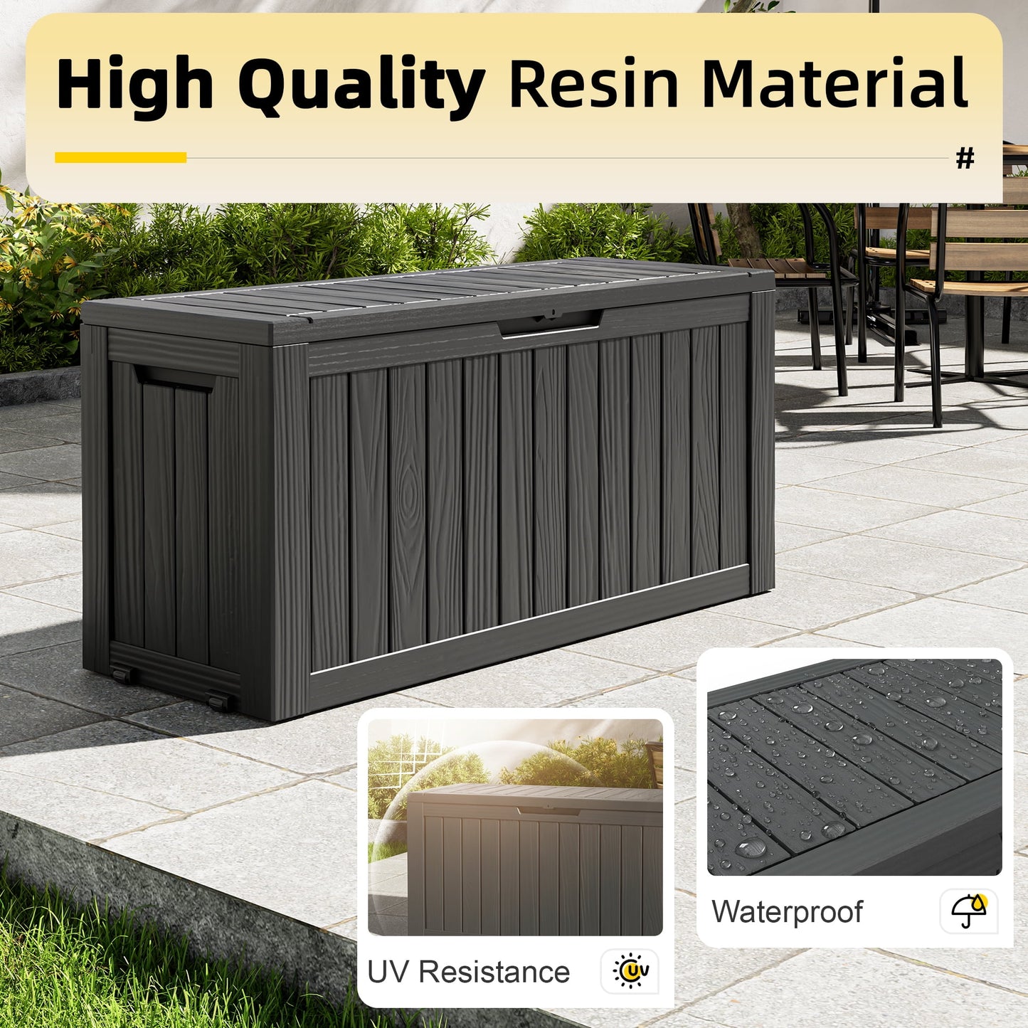 Bifanuo 80-Gallon Resin Deck Box with Lock, Waterproof Outdoor Storage Box for Patio Furniture, Garden Tools, Pool Supplies, Cushions & Seasonal Items