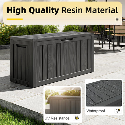 Bifanuo 80-Gallon Resin Deck Box with Lock, Waterproof Outdoor Storage Box for Patio Furniture, Garden Tools, Pool Supplies, Cushions & Seasonal Items