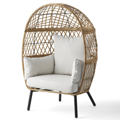 Better Homes & Gardens Ventura Boho Outdoor Wicker Stationary Kid's Egg Chair, Tan