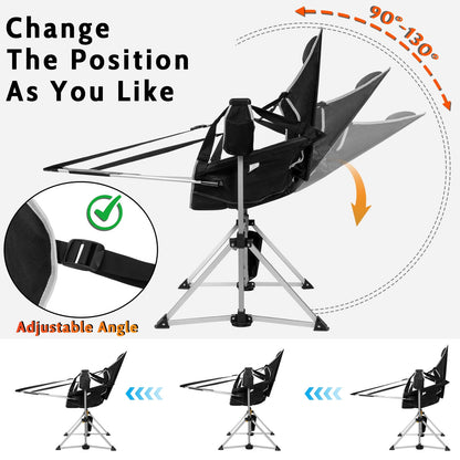 SUNSPIRE Oversized Hammock Chair with Footrest 2-Pack Portable Folding Rocking Camp Chair with Cup Holder for Outdoor Beach Sports Fishing Black