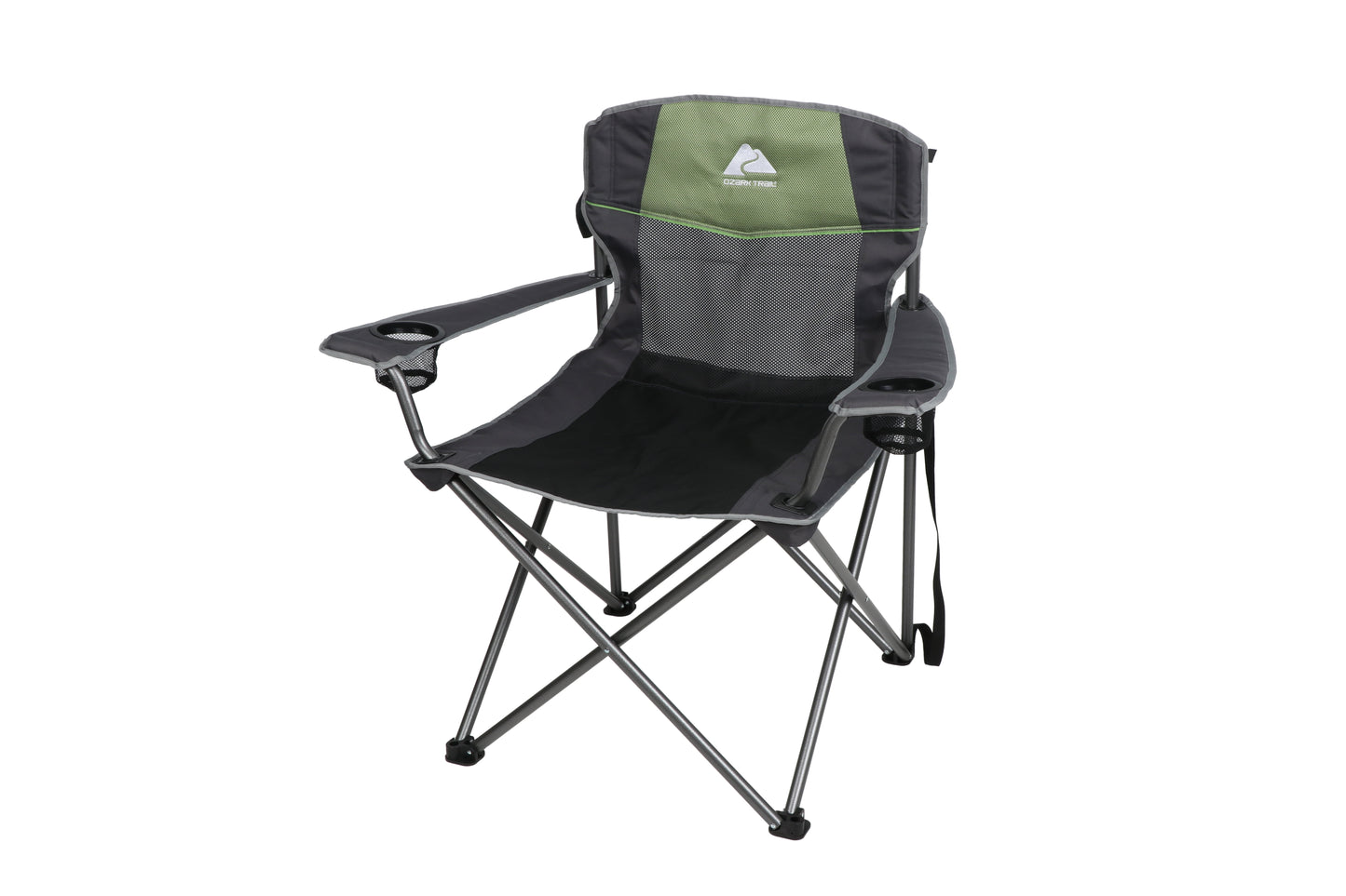 Ozark Trail Oversized Big and Tall Camp Chair with Cup Holders, Green, Adult