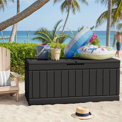 Homall 82 Gallon Outdoor Storage in Resin Deck Box 45.66in Width Lockable Deck Box, Black