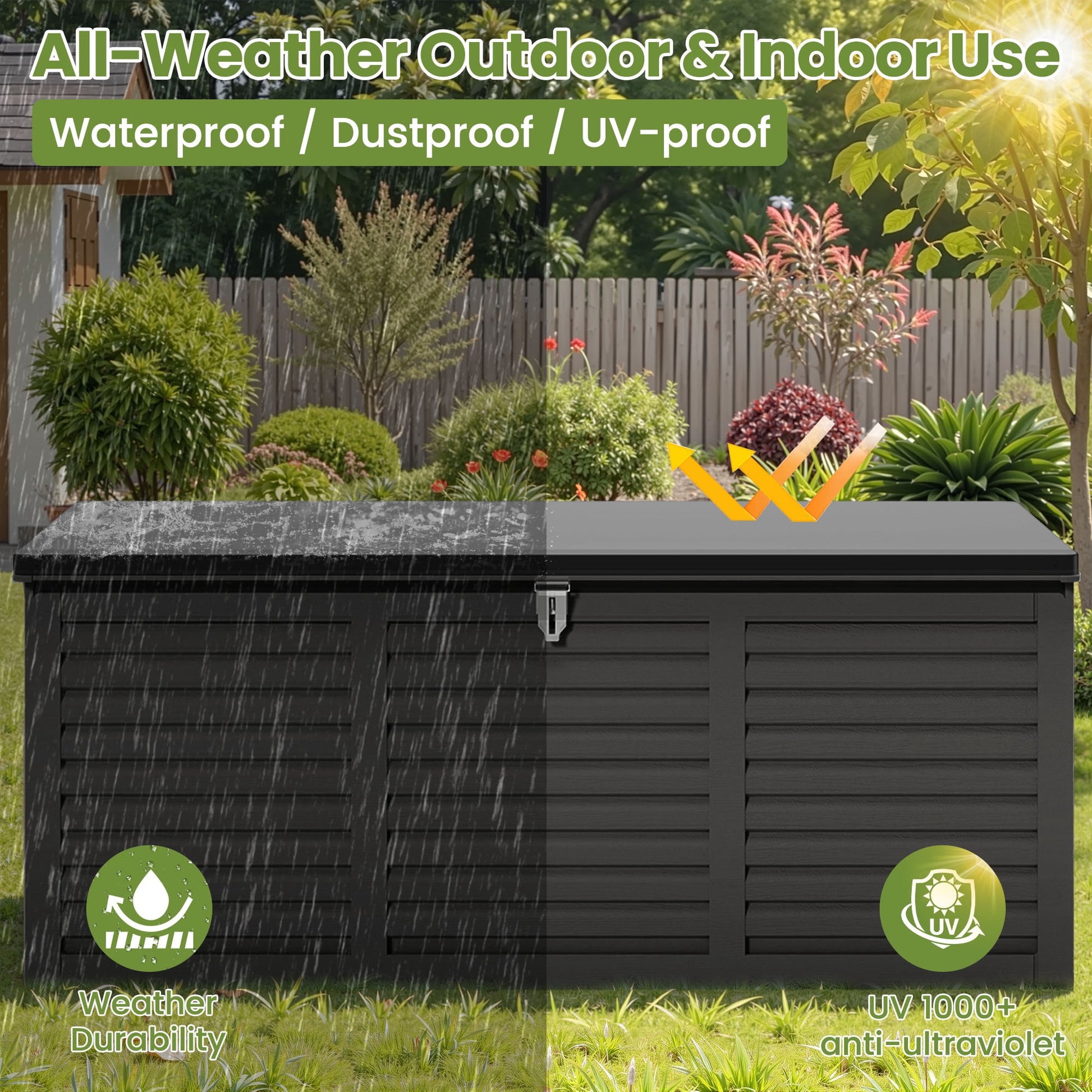 Outdoor Storage Box, 130GAL Waterproof Deck Box, Lockable Pool Patio Storage Indoor Toy Box, Outdoor Storage Bench for Porch, Max Load Weight 600LBS
