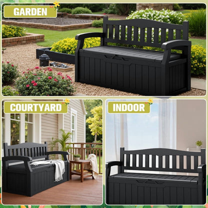 Devoko 82 Gallon Storage Patio Bench and Deck Box Organization Storage Combi for Patio, Garden