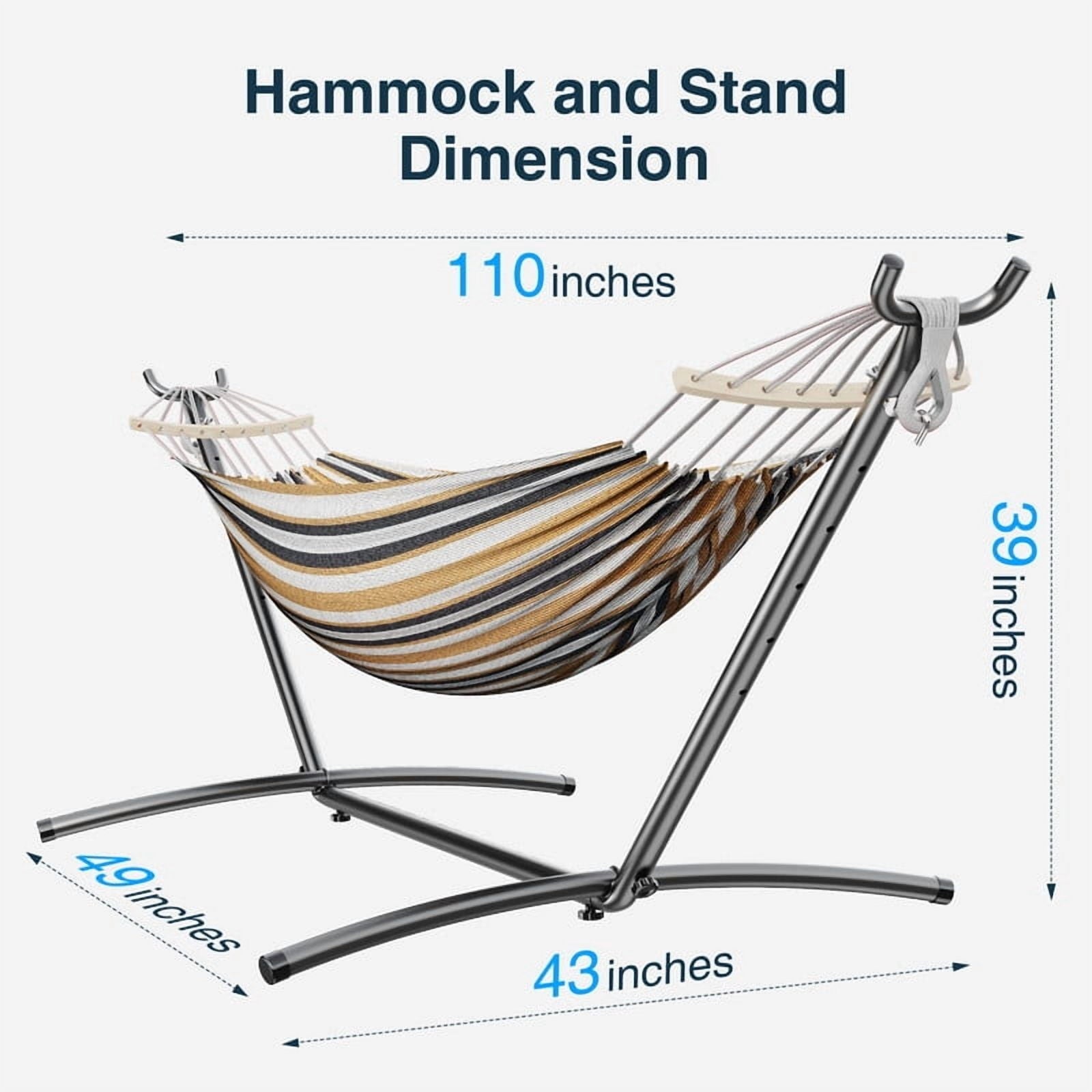 KEESTP Comfortable 2 Person Hammock with Stand,Ease of Assembly Portable Brazilian Hammock,450lb Capacity - Coffee