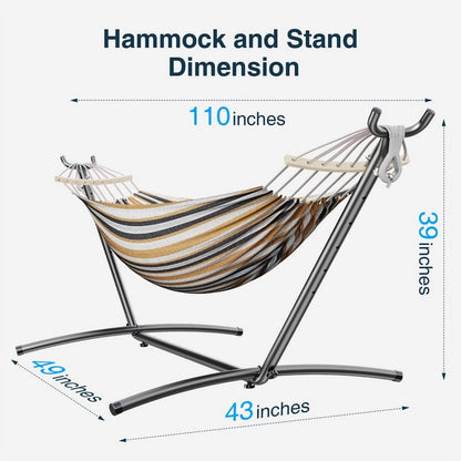 KEESTP Comfortable 2 Person Hammock with Stand,Ease of Assembly Portable Brazilian Hammock,450lb Capacity - Coffee