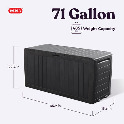 Keter Arden 71 Gallon Durable Resin Outdoor Deck Box Storage Organization, Graphite