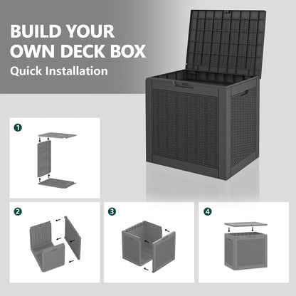 Bifanuo 31 Gallon Deck Box, Resin Outdoor Storage Box, Waterproof and UV Resistant Lightweight Storage Deck Box for Garden Tools, Supplies, Toys