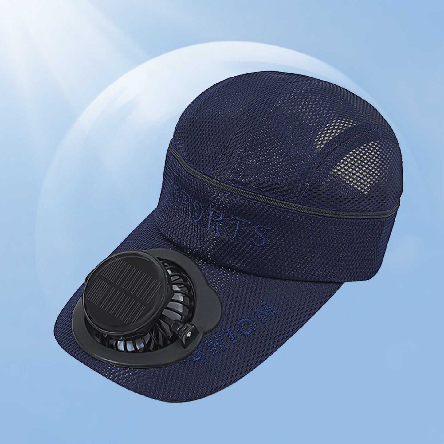 Adults Mesh Baseball Cap Fishing Beach Hats with Solar Fan, Summer UV Protection Sun Hat, Solar Powered/USB Charging Sunhat or Hiking Fishing Golf