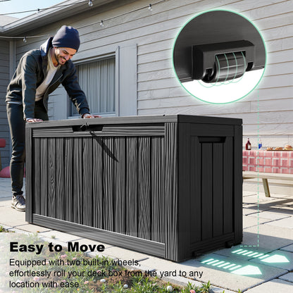 EASY UP 80 Gallon Resin Deck Box, Lockable Patio Outdoor Storage Box for Furniture, Garden Tools and Tools Storage, Waterproof Outside Storage Boxes.Father's Day Gift