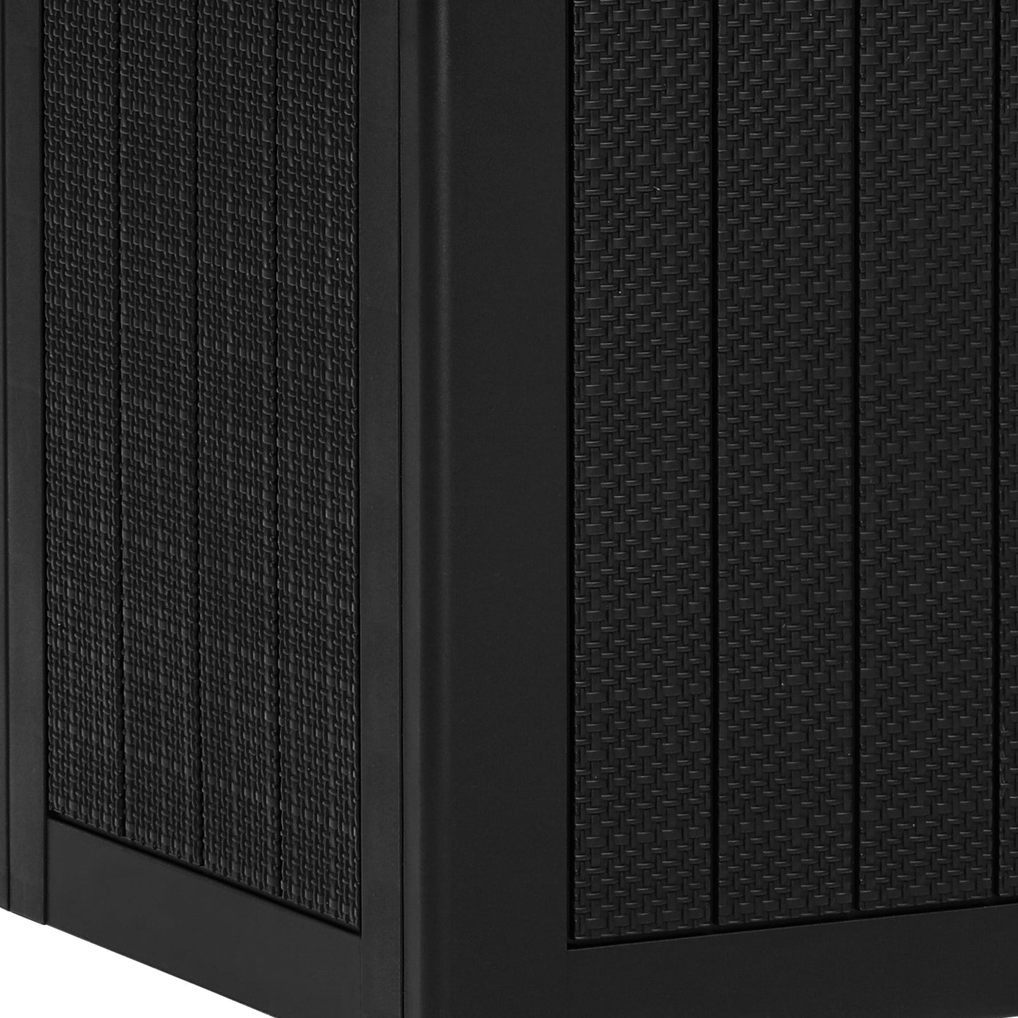 Dextrus 30 Gallon Rattan Resin Deck Box, Black Weather Resistant Lockable Outdoor Storage Box, Multipurpose Indoor Outdoor Container for Patio Cushions, Garden Tools and Daily Essentials