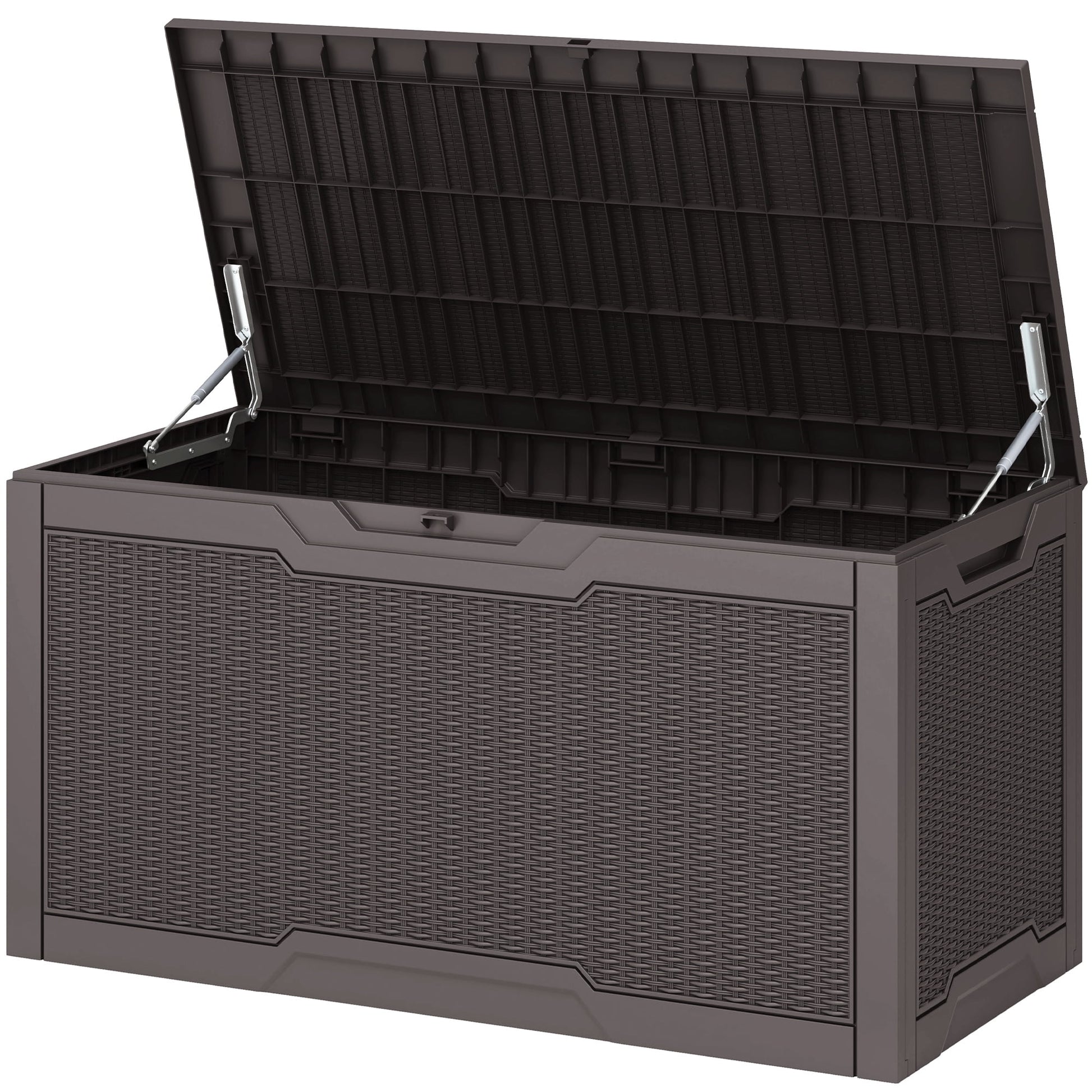 Uforic 100 Gallon Large Resin Deck Box, Waterproof Lockable Outdoor Storage Container for Patio Garden, Dark Brown