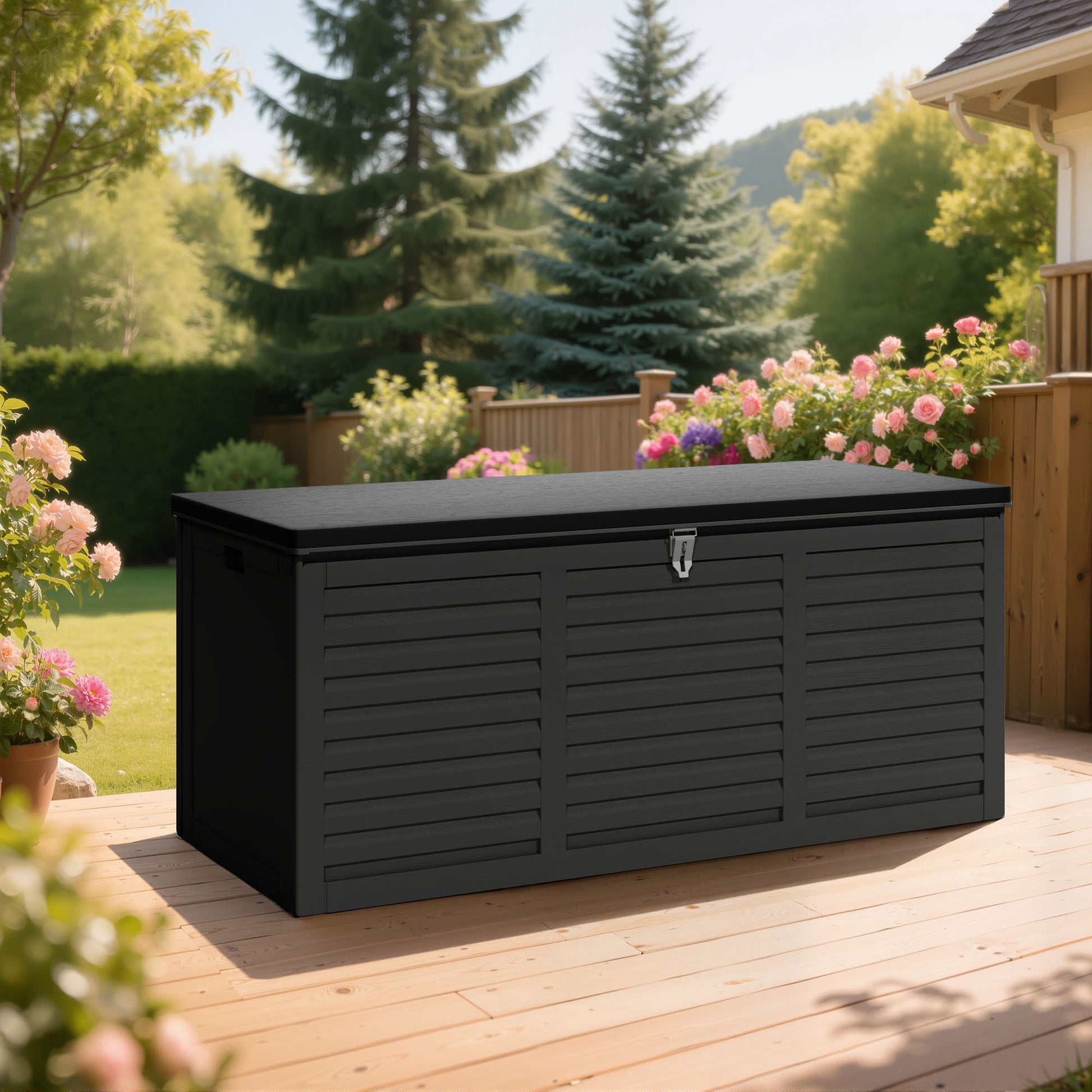 Outdoor Storage Box, 130GAL Waterproof Deck Box, Lockable Pool Patio Storage Indoor Toy Box, Outdoor Storage Bench for Porch, Max Load Weight 600LBS