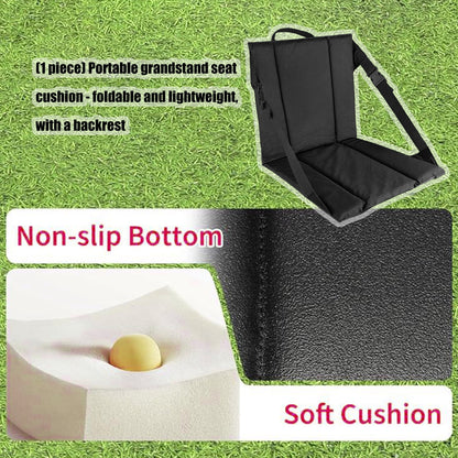 Portable Stadium Pad with Adjustable Shoulder Strap, Water-Resistant Foldable Design for Chairs