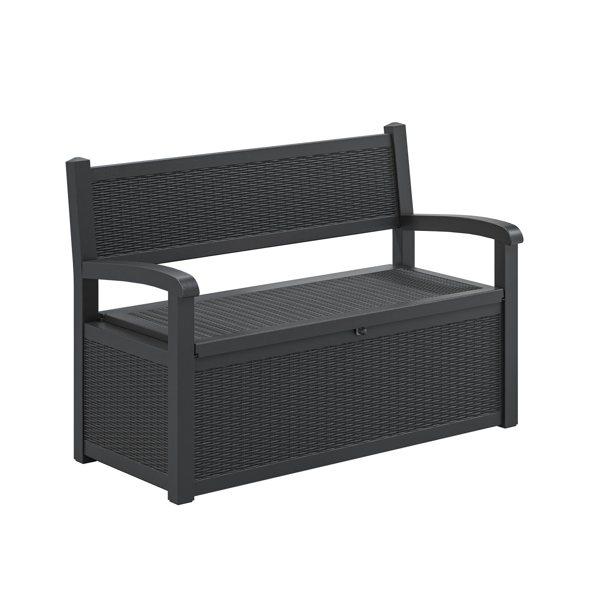 Nihsuao 80 Gallon Plastic Storage Bench Made of Durable Weatherproof Resin, Deck Box Lockable Storage Compartment for Outdoor Patios & Lawns, Black