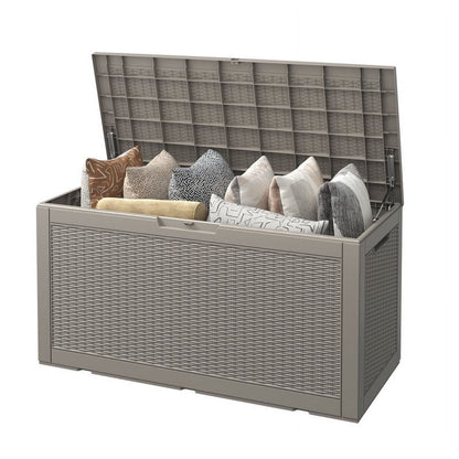 Bifanuo 100 Gallon Resin Deck Box, Lockable Outdoor Storage Container, Water Resistant for Patio Cushions