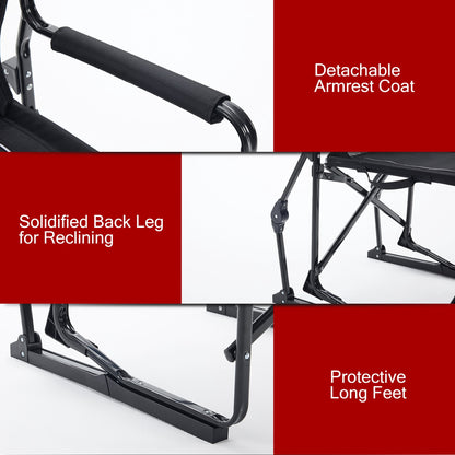 EDX Folding Camping Chair, Padded High Back, Adjustable Lumbar Support, Extra Wide for Adults, 500 lbs Steel Frame, Portable Outdoor, Black