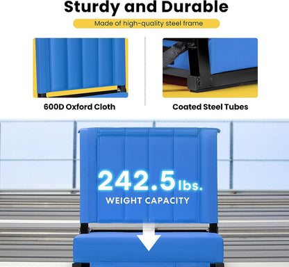 Portable Stadium Seat for Bleachers with Back Support, Folding Bleacher Chair with Cup Holder and Shoulder Strap