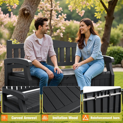 Devoko 82 Gallon Storage Patio Bench and Deck Box Organization Storage Combi for Patio, Garden