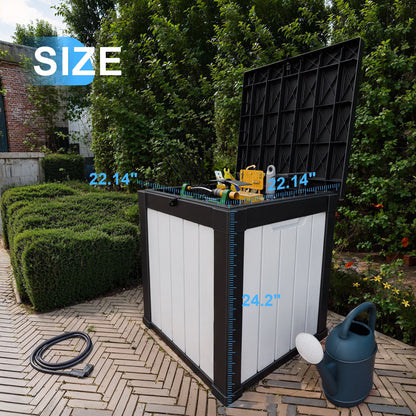 Easy Up 50 Gallon Resin Deck Box, Lockable Patio Outdoor Storage Box for Furniture, Garden Tools and Tools Storage, Waterproof Outside Storage Boxes