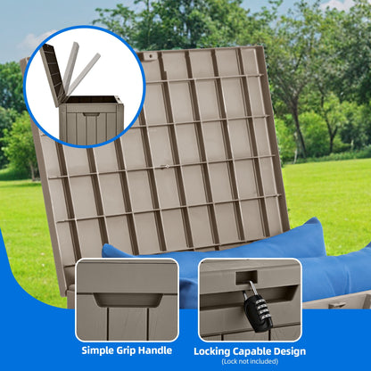 Dextrus 31 Gallon Weatherproof Resin Deck Box, Lockable Outdoor Storage Container, Heavy-Duty Patio Organizer for Cushions, Garden Tools, Poolside Supplies and Sports Gear, Brown