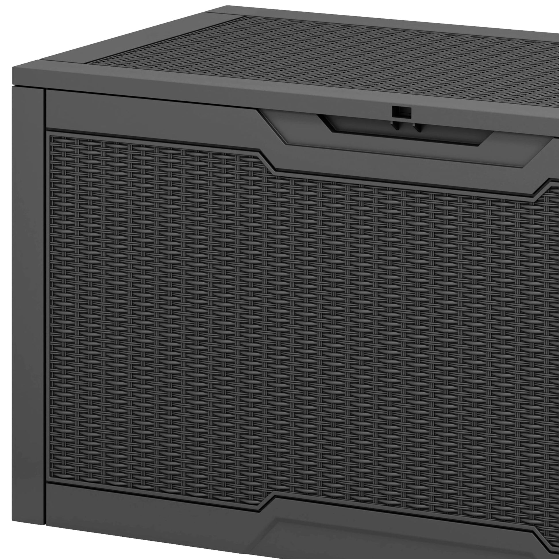 Uforic 100 Gallon large Deck Box, Outdoor Resin Storage Box, Outdoor Container for Patio Garden, Waterproof, Lockable, Black