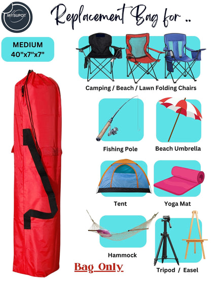Camping Chair Bag. Bag for Beach, Portable, Foldable, Outdoor Chair Bag - 40"x7"x7" Red
