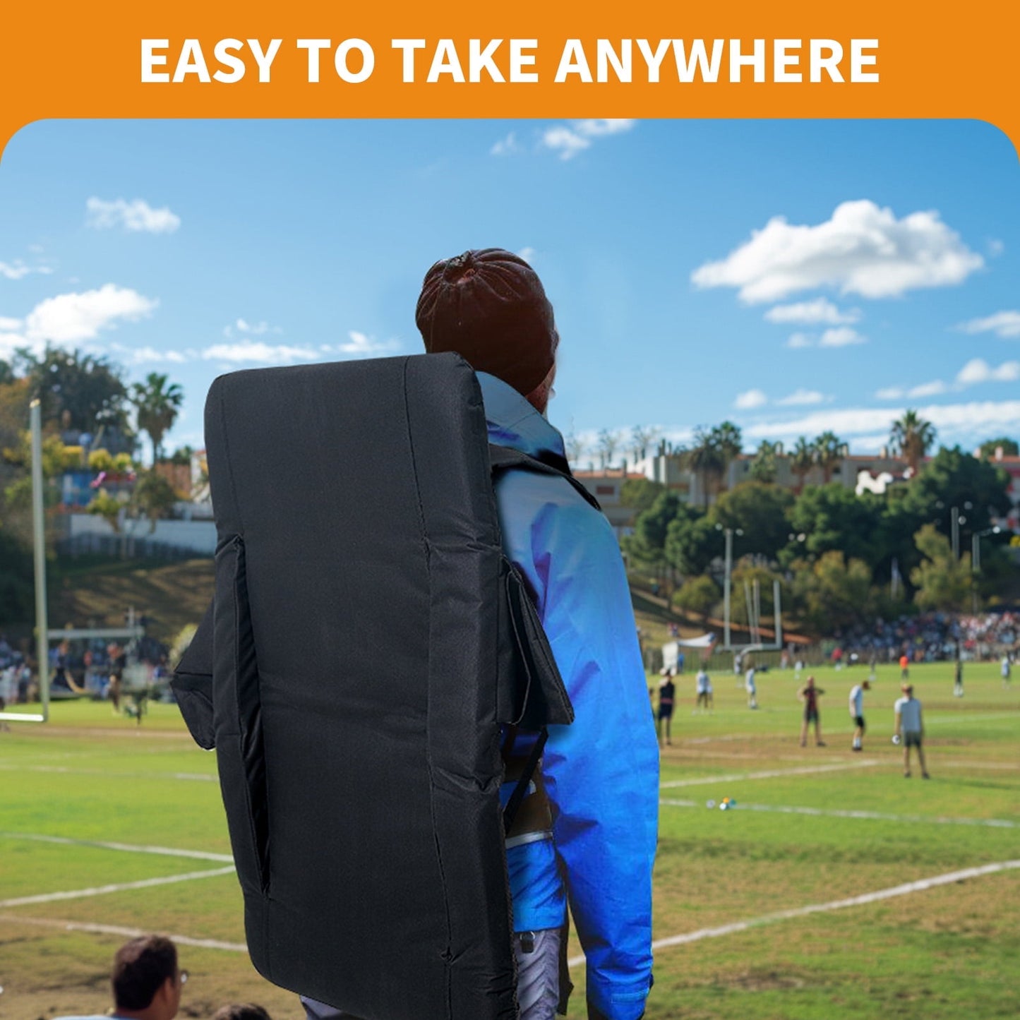 SUNYRISY 21-inch Heated Massage Stadium Seat, Folding Grandstand Chair, 3-Level Heating and Massage, 6 Reclining Angles, Suitable for Outdoor Camping, Sports and Exercise