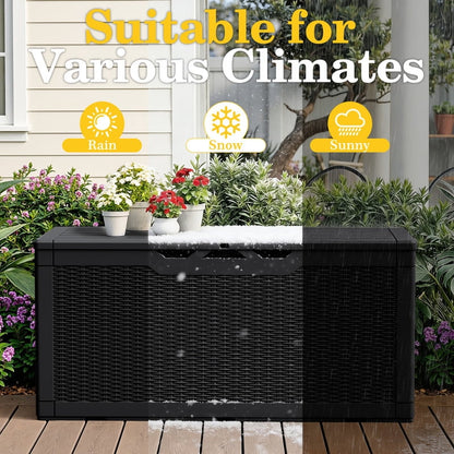 Homall 100 Gallon Outdoor Patio Box Deck Plastic Resin Storage Box Backyard, Black