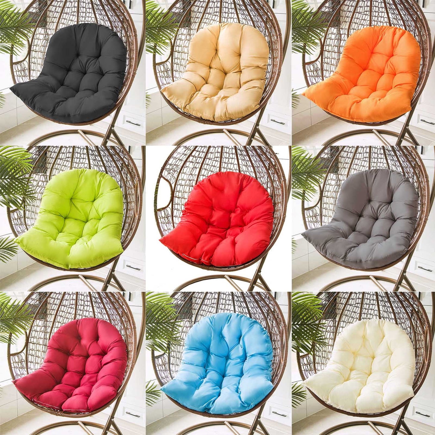 LPSSTORE Hanging Basket Hanging Egg Chair Cushions,Indoor/Outdoor Swing Chair Cushion,Waterproof Soft Comfy Hammock Chair Seat Pads Back Cushion,Basket Chair Cushion for Patio Garden（Blue）