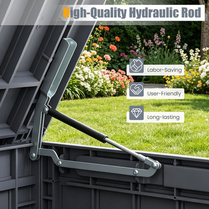 Costway 180 Gal Outdoor Deck Box, All-Weather Lockable Storage Bin with Lid and Handles Gray