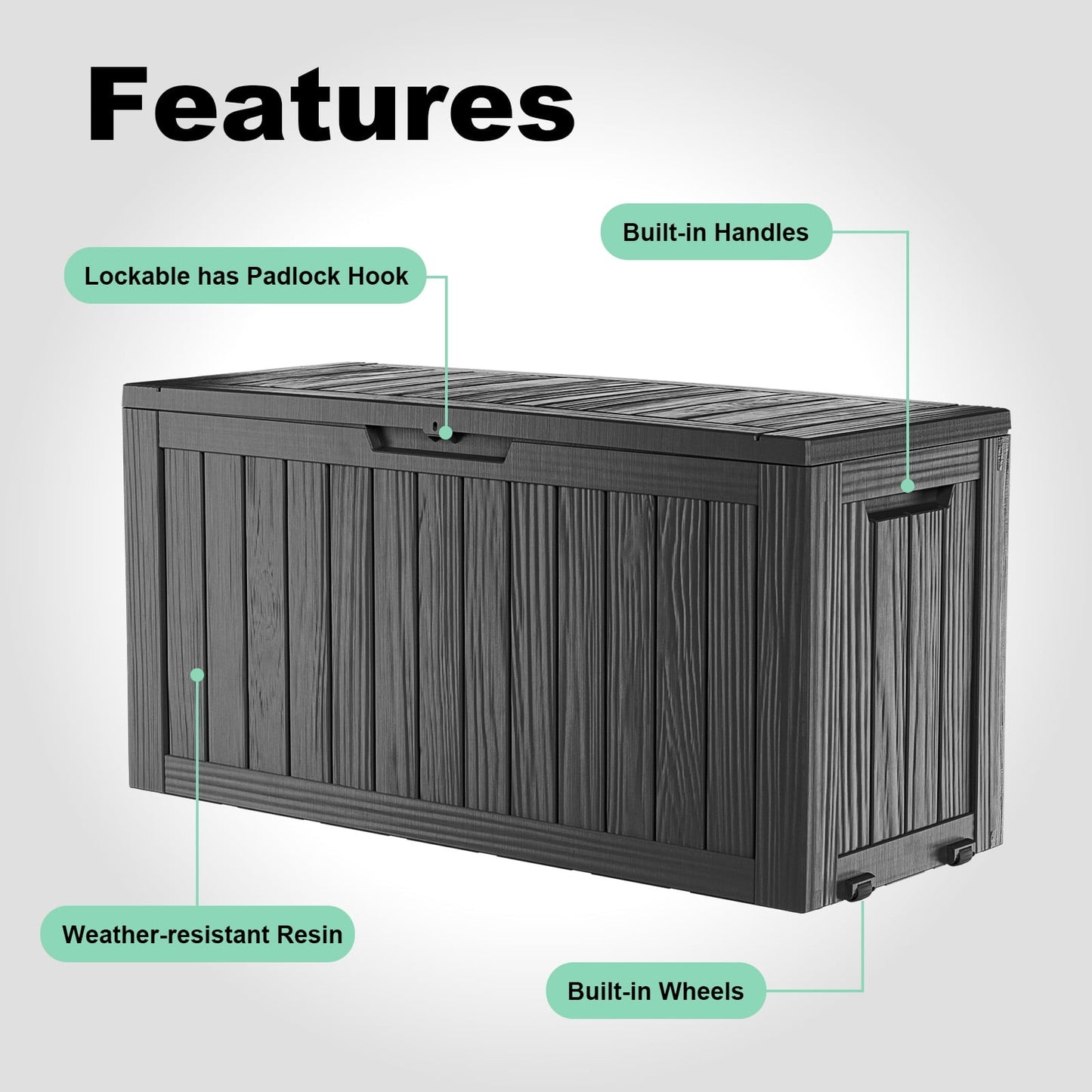 EASY UP 80 Gallon Resin Deck Box, Lockable Patio Outdoor Storage Box for Furniture, Garden Tools and Tools Storage, Waterproof Outside Storage Boxes.Father's Day Gift