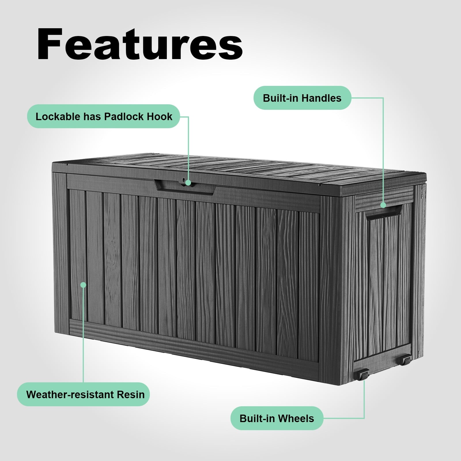 EASY UP 80 Gallon Resin Deck Box, Lockable Patio Outdoor Storage Box for Furniture, Garden Tools and Tools Storage, Waterproof Outside Storage Boxes.Father's Day Gift