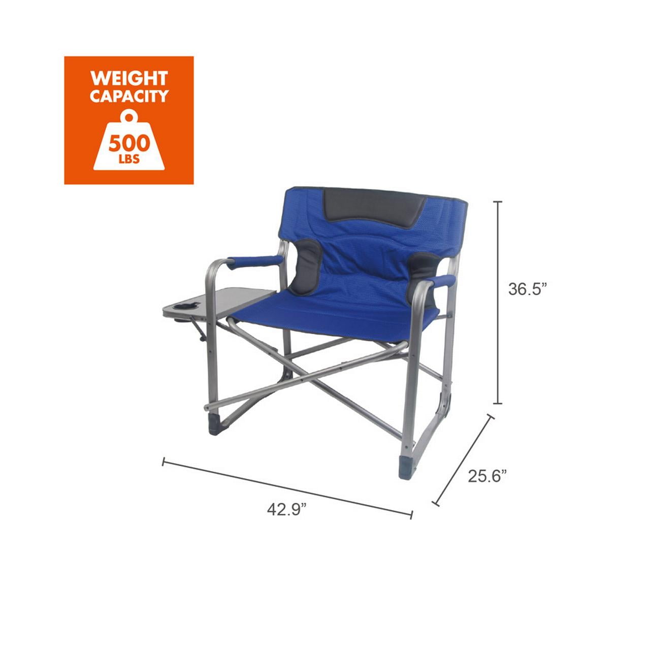 Ozark Trail Director Chair XXL, Blue, Adult, Camping, Weight Capcity 400 lbs.