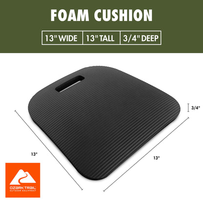 Ozark Trail Soft Foam Stadium Cushion, Multi-Purpose Seat Cushion, Black