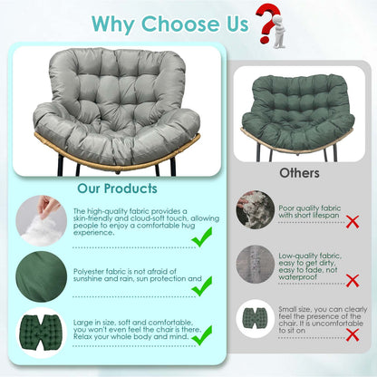 OKYUK Swing Egg Chair Cushion, Waterproof Rocking Chair Pad, Oversized Hammock Chair Pad, Multifunctional Wicker Egg Lounge Chair Soft Cushion Indoor Outdoor, Gray