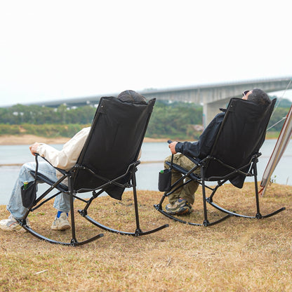 SUNSPIRE Folding Rocking Camping Chair 2-Pack, Heavy Duty Padded Rocker with High Back Hard Armrests for Outdoor Patio Garden