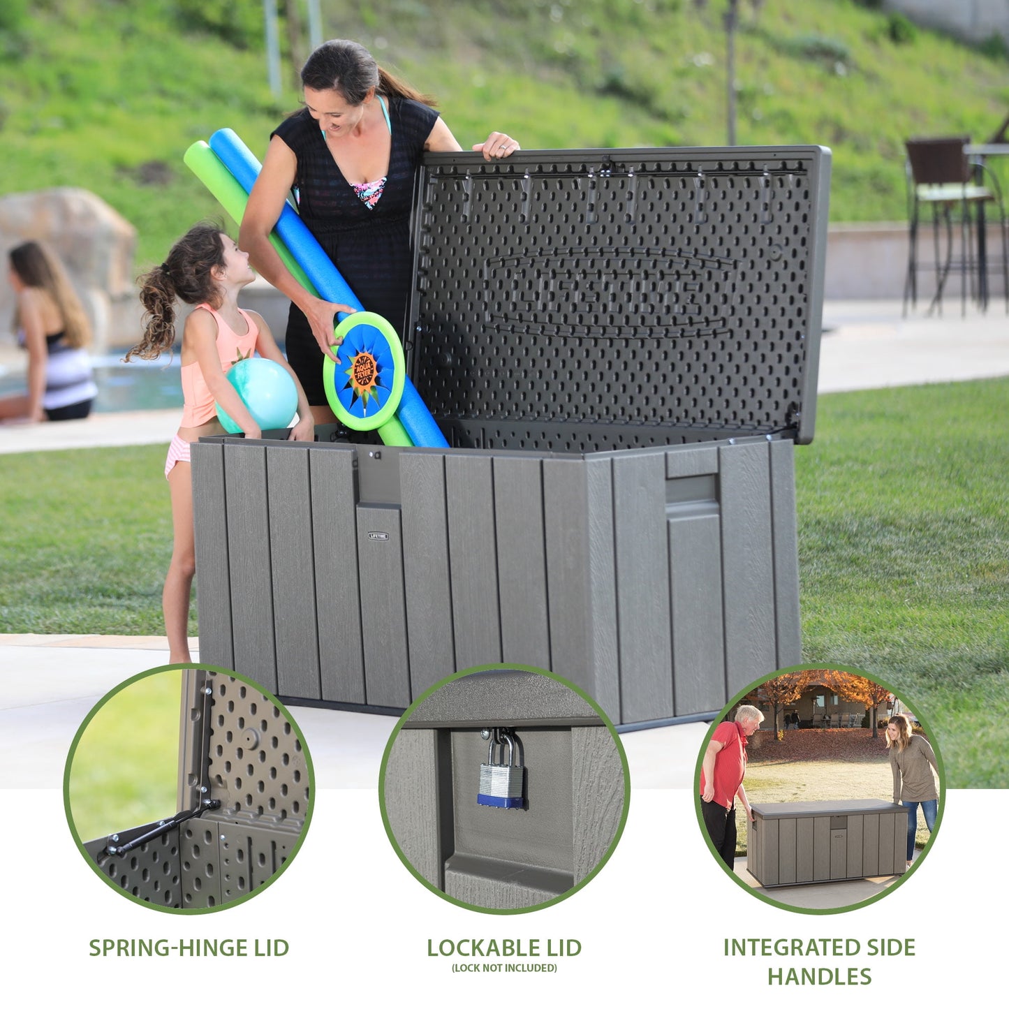 Lifetime New Outdoor Polyethylene Deck Box and Bench 150 Gal. Capacity, Brown (60251)