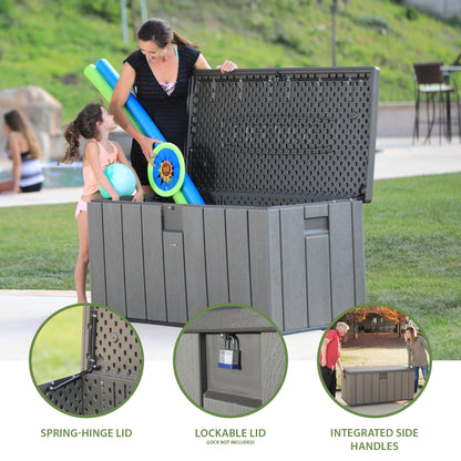 Lifetime New Outdoor Polyethylene Deck Box and Bench 150 Gal. Capacity, Brown (60251)