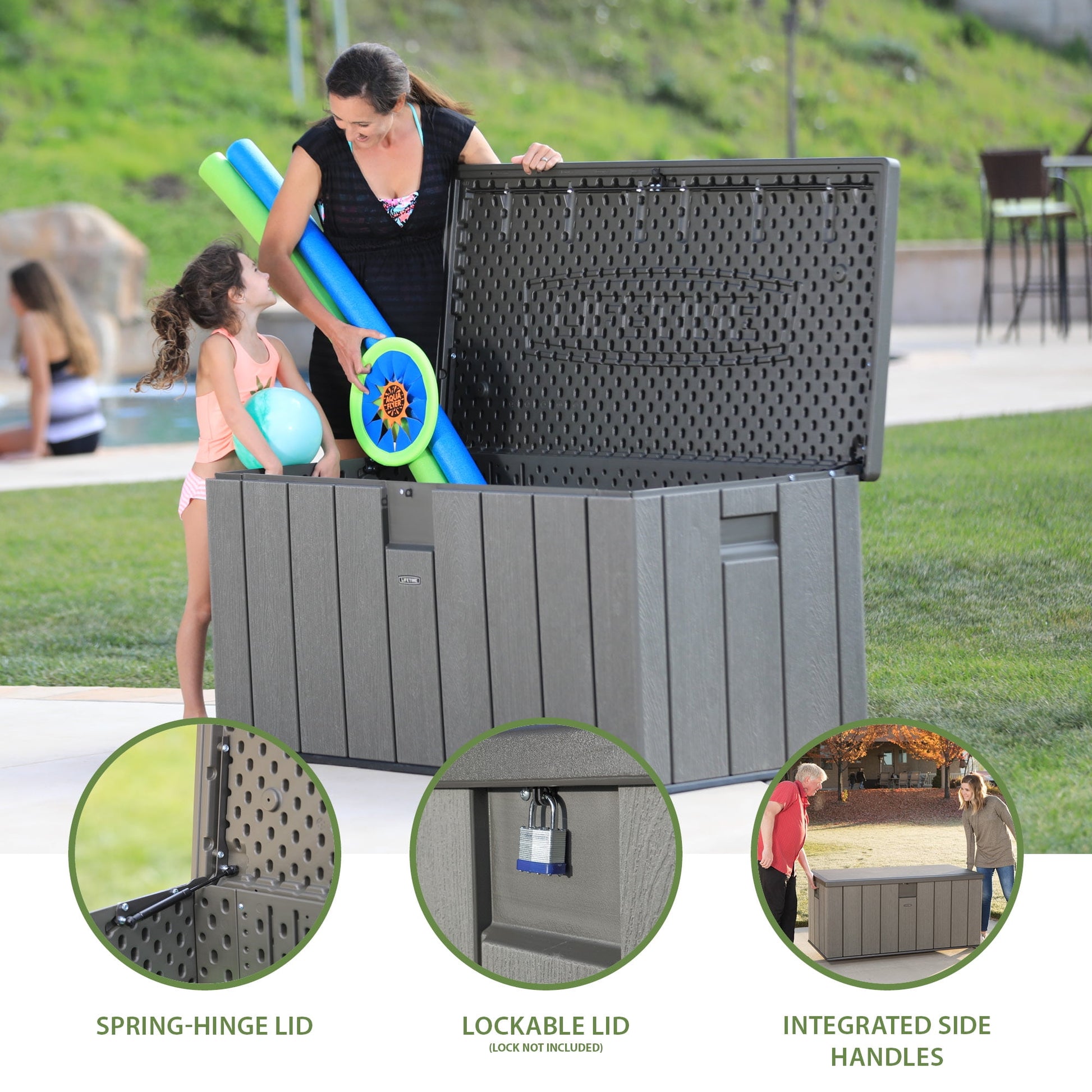 Lifetime New Outdoor Polyethylene Deck Box and Bench 150 Gal. Capacity, Brown (60251)