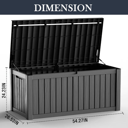 Joxxoaa 120 Gallon Large Lockable Deck Box, Heavy-Duty Resin Outdoor Storage for Patio Furniture, Garden Tools & Pool Toys, Black/Gray